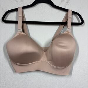Warners Womens Size 38DD Padded T-Shirt Bra Tan Shiny Unwired Adjustable Straps
